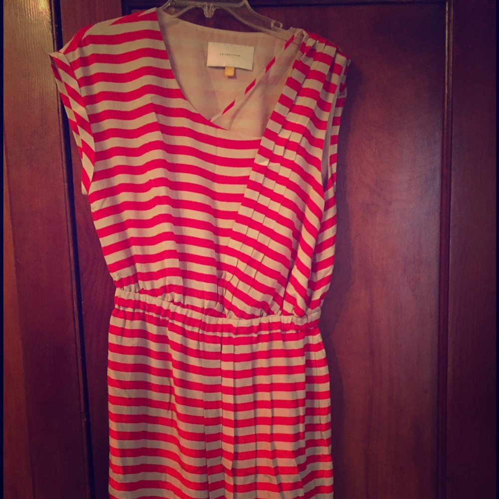 Anthropologie x Leifsdottir Red and Cream Striped Sleeveless Dress
